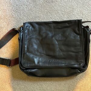Black Leather Cole Haan Messenger Bag